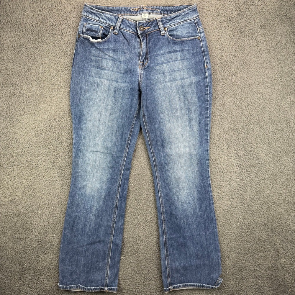Cato Premium Women Blue Bootcut Jeans Size 8P Medium Wash Stretch Denim 11616